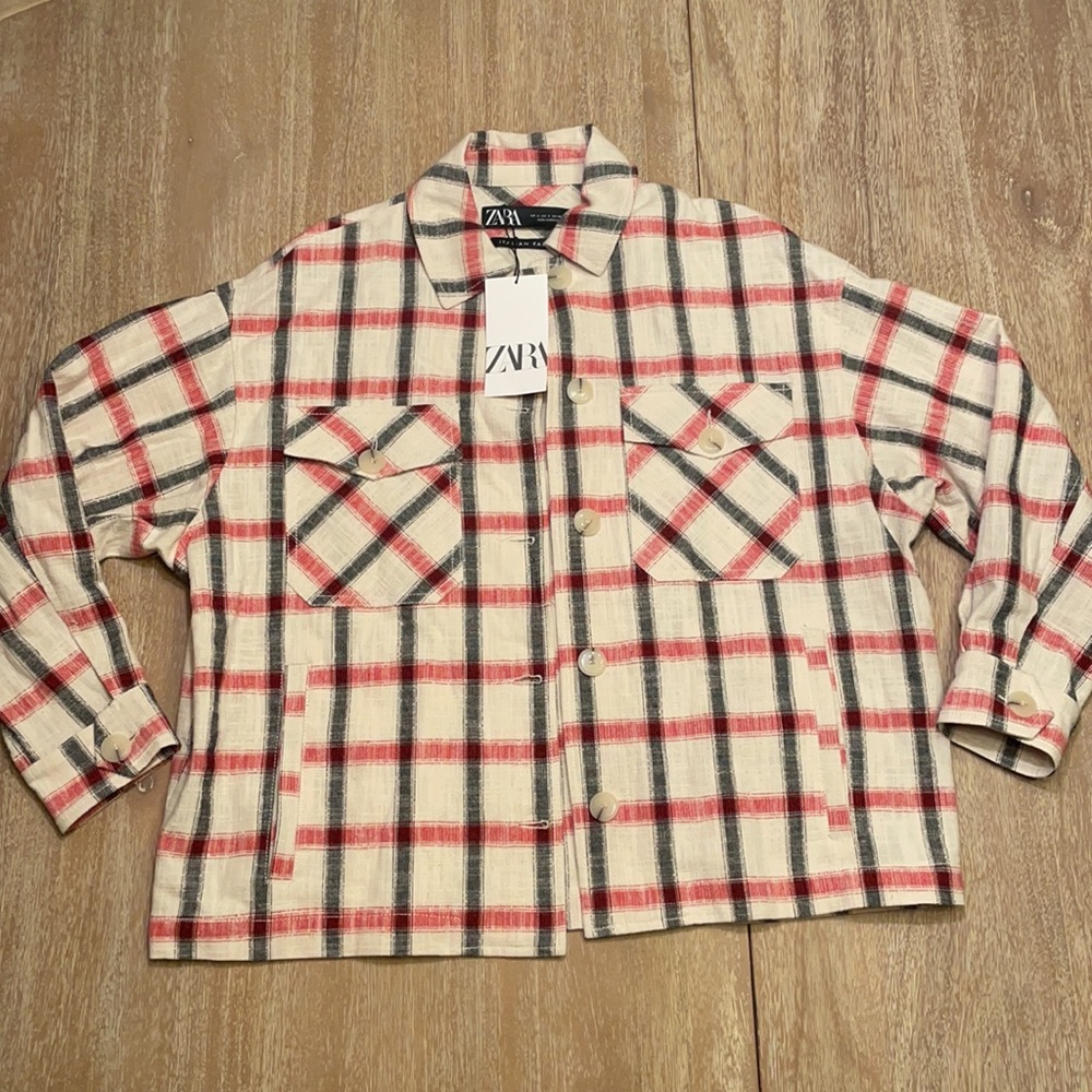 Zara Plaid Overshirt Size S - Picture 2 of 5